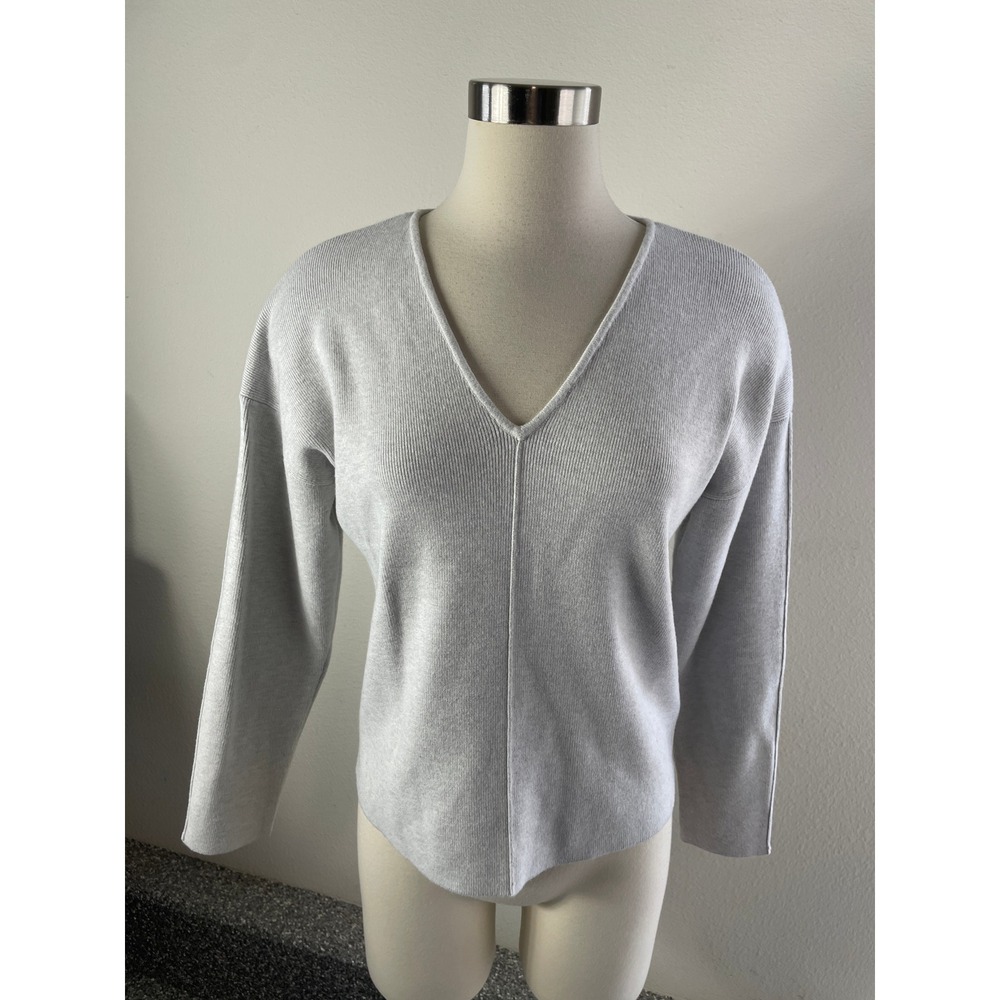NEW Rails Womens XS Ribbed V Neck Knit‎ Sweater Heather Gray Long Sleeve